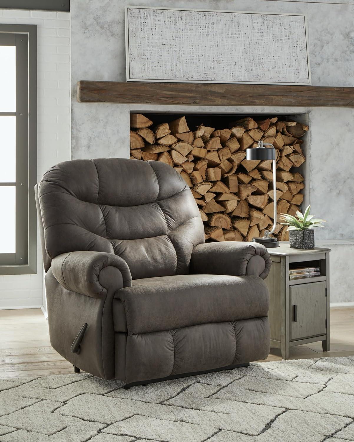 Brown Faux Leather Traditional Recliner with Manufactured Wood Frame