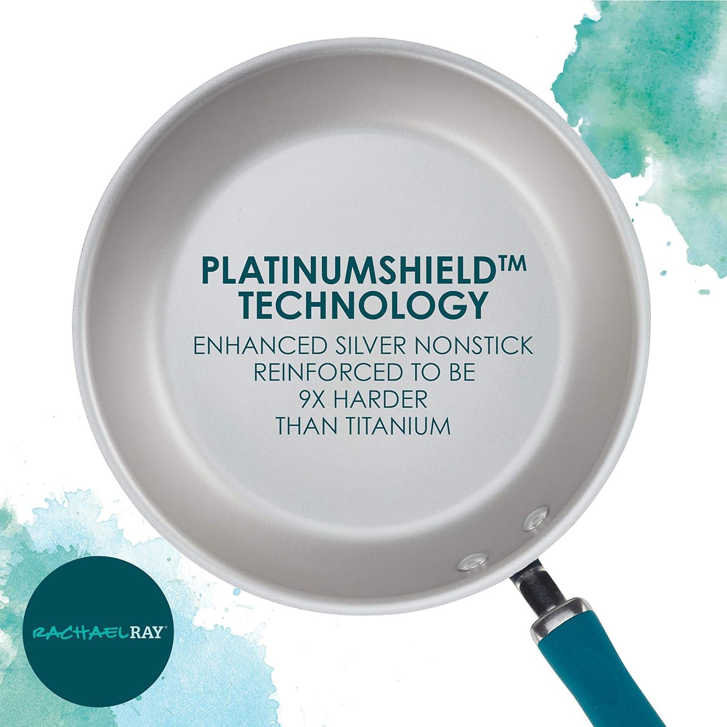 Rachael Ray Create Delicious Aluminum Nonstick Cookware Set, 13-Piece, Teal Shimmer