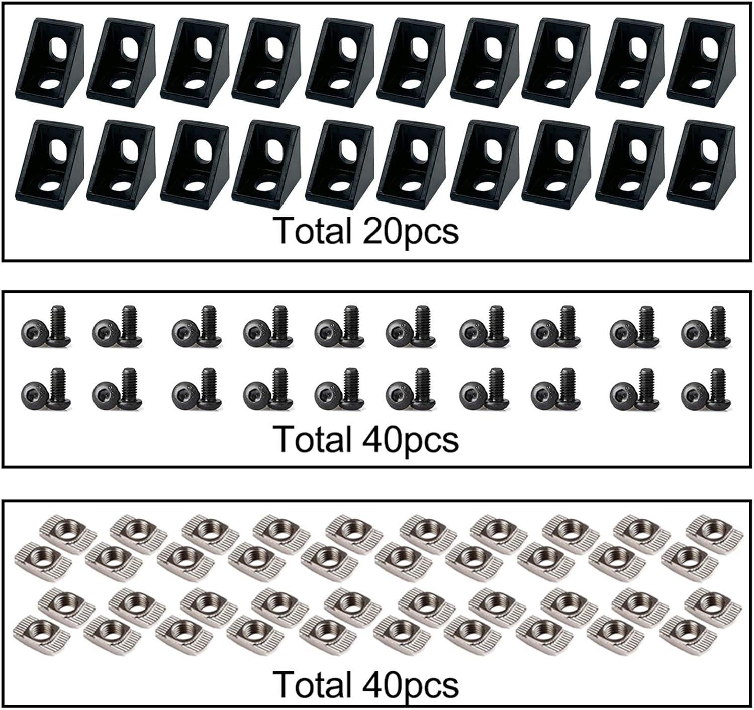 20-Piece Black Aluminum 90 Degree Corner Bracket Set