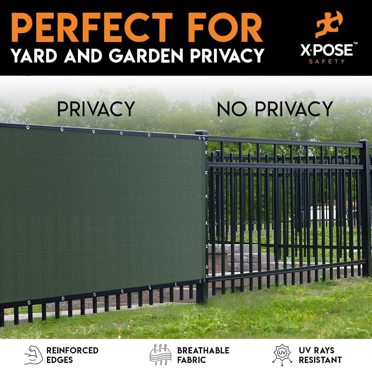 Xpose Safety Heavy Duty Privacy Screen Fence - 6’ x 50’ Green - 90% Visibility and UV Blocking - Easy Installation, Breathable Mesh for Yard, Garden, Greenhouse, Plant Nursery, Pet Kennel, Dog Run