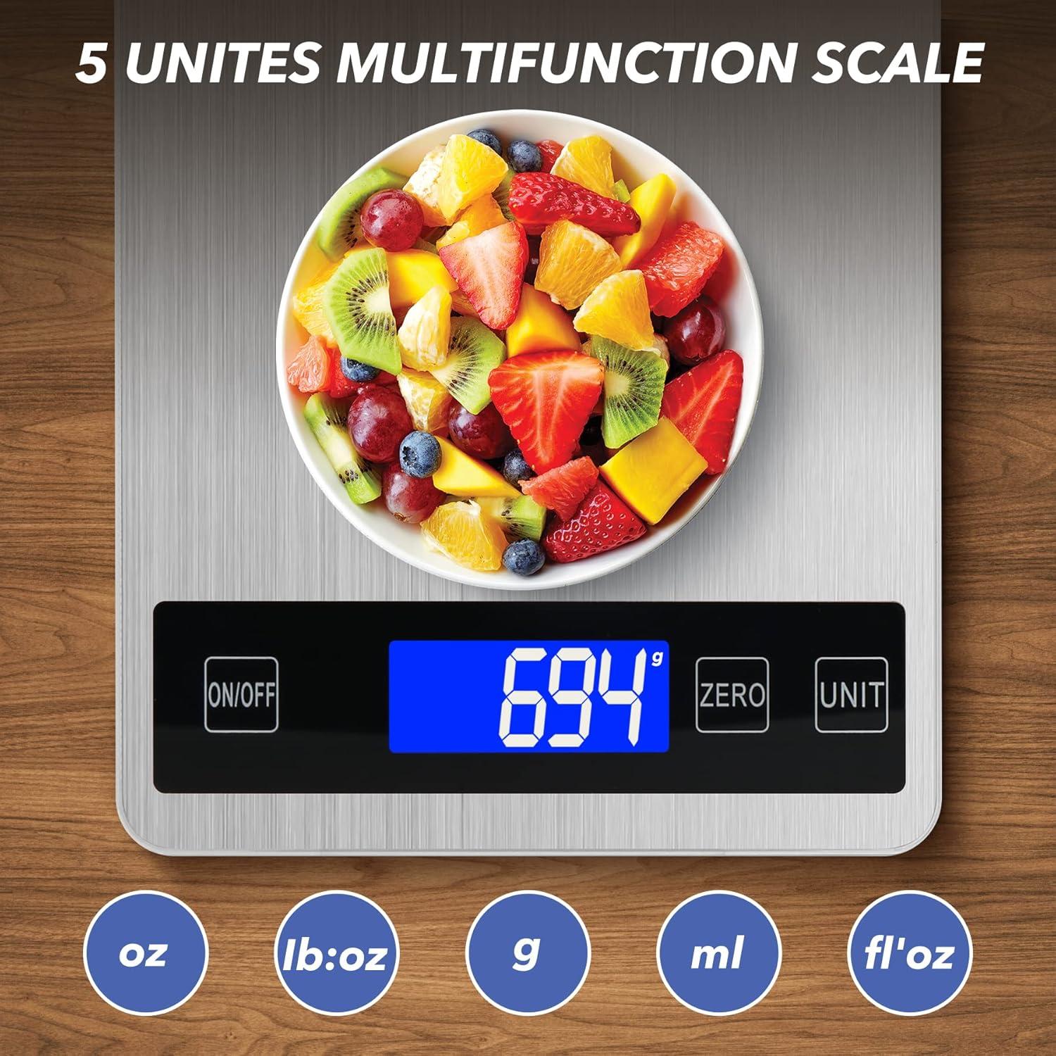 33lb Stainless Steel Digital Kitchen Scale with LCD Display