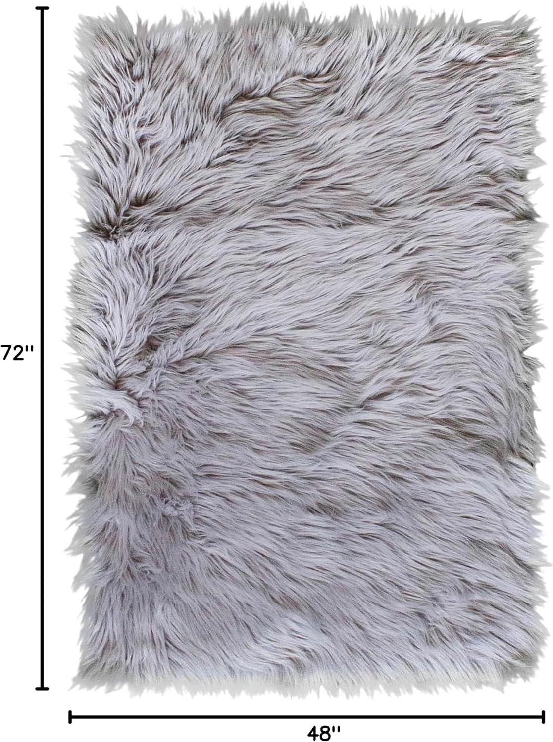 Diller Gray Faux Sheepskin Fur Machine Washable Shag Fluffy Area Rug