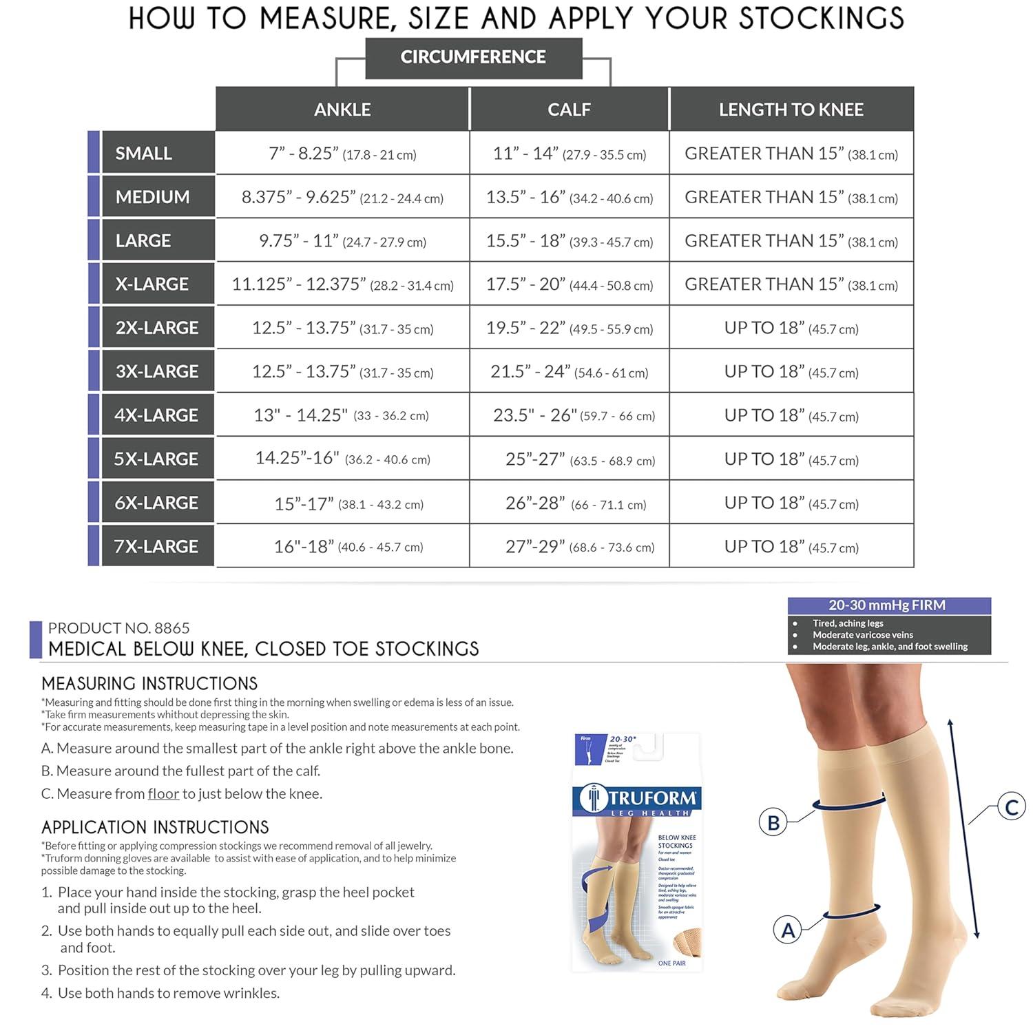 Truform 20-30 mmHg Compression Stockings for Men and Women, Knee High Length, Closed Toe Beige Medium