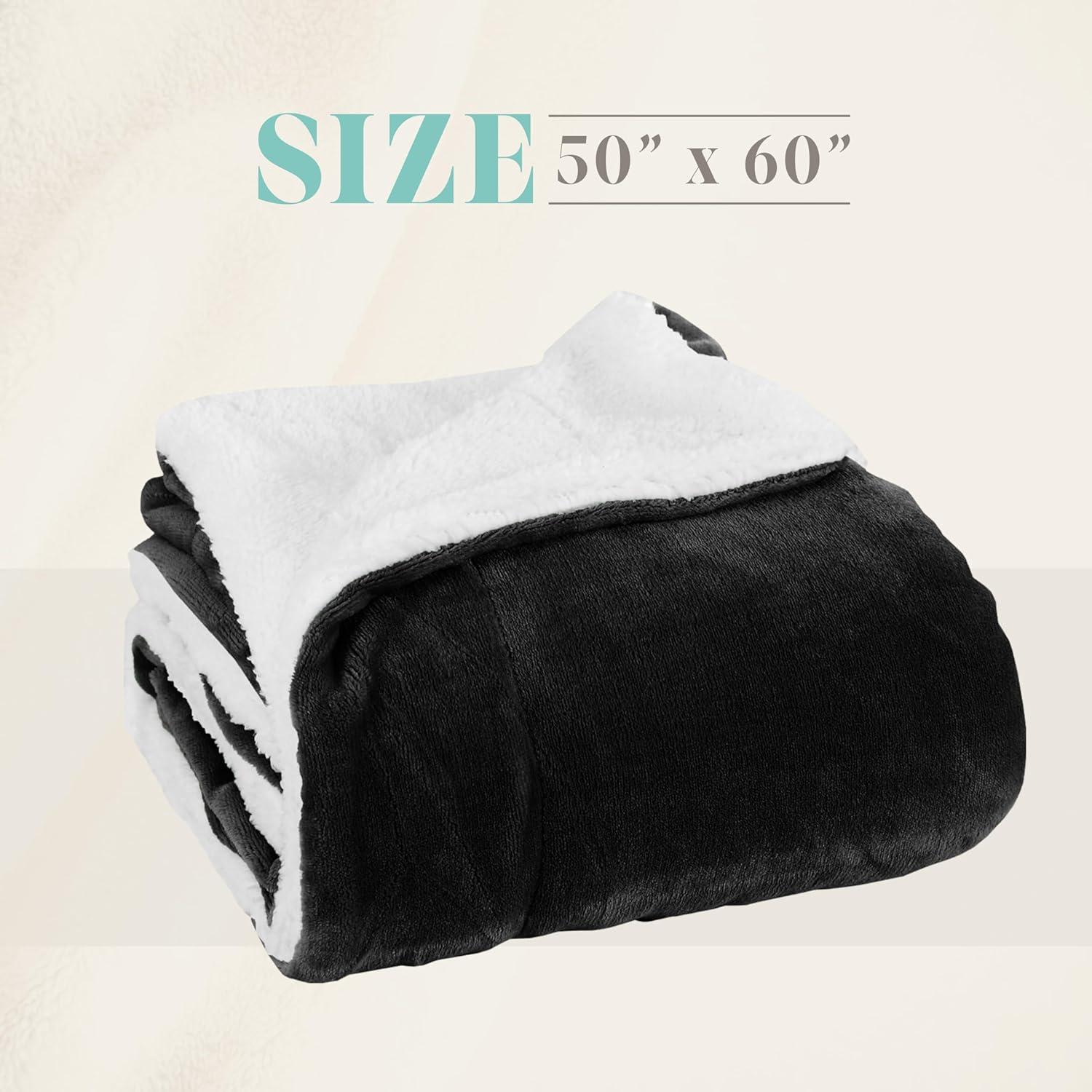 Luxury Flannel Super Soft Lightweight Reversible Throw Black