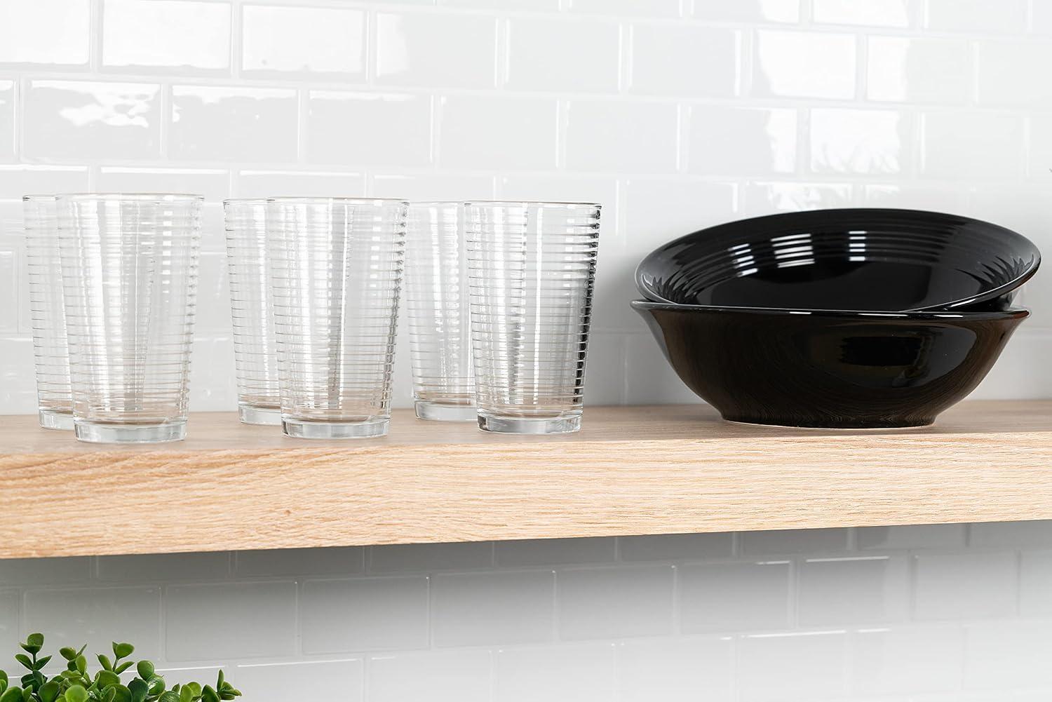 10 Strawberry Street Nova Black Round 62-Piece Stoneware Dinnerware Set, Service for 6