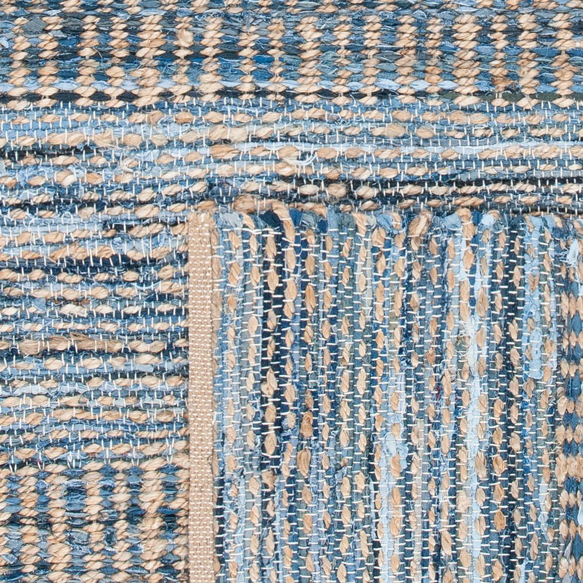 Cape Cod Coastal Charm 4' Square Hand-Knotted Blue Jute Area Rug