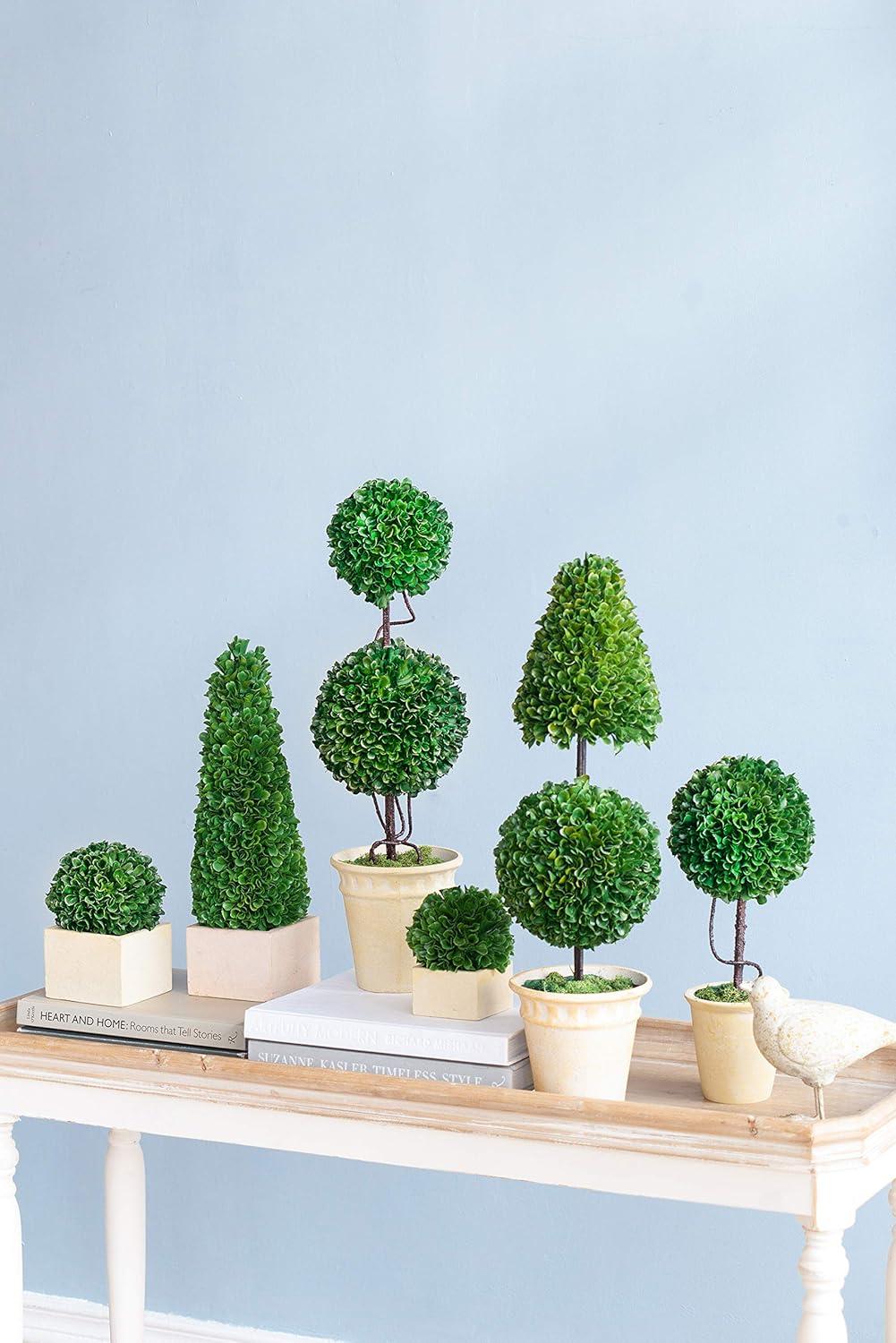 A&B Home Faux Boxwood Topiary-Double Sphere - Green