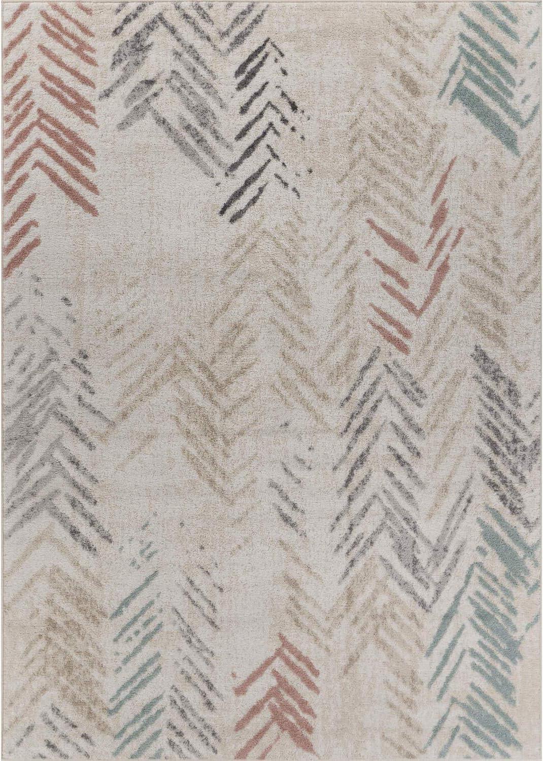 Ox Bay Arrows Distressed 5x8 Multi-color Chevron Herringbone Area Rug