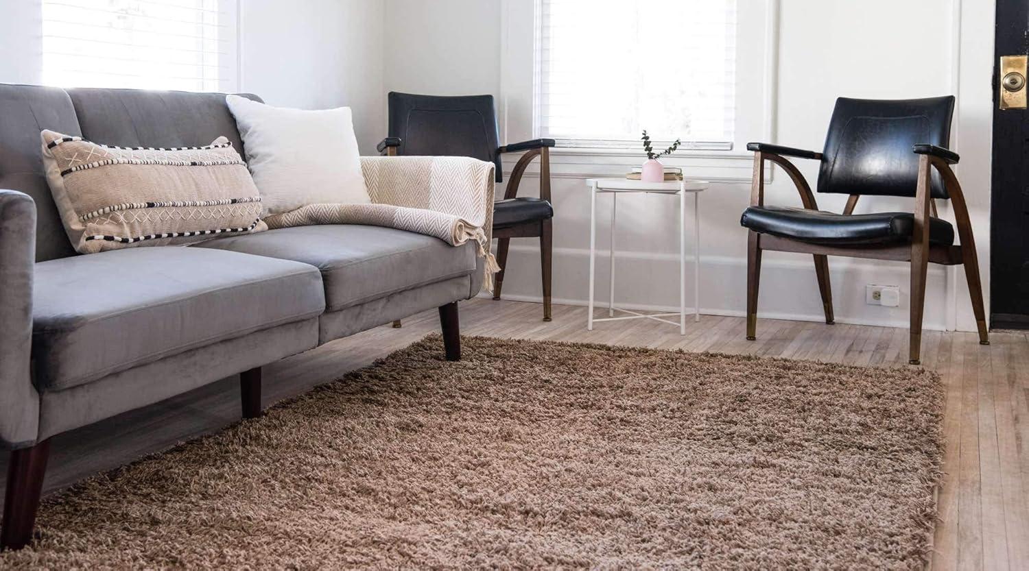 Unique Loom 4' 0 x 6' 0 Solid Shag Sandy Brown Area Rug