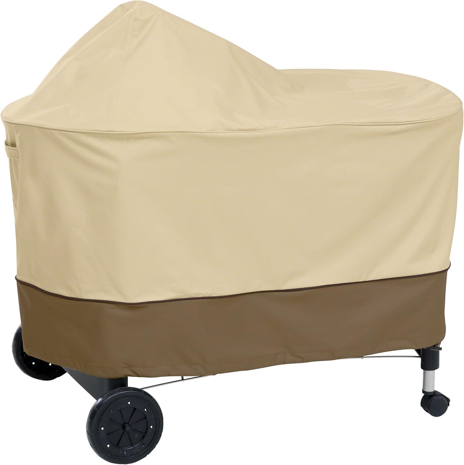 Tan and Brown Water-Resistant BBQ Grill Cover with Handles