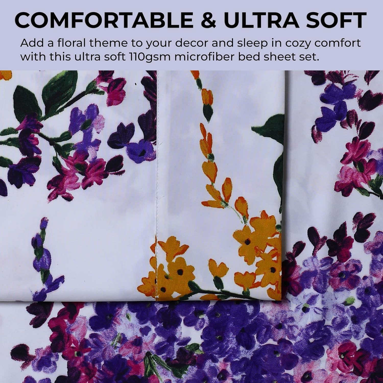 Azores Home Microfiber Floral Sheet Set