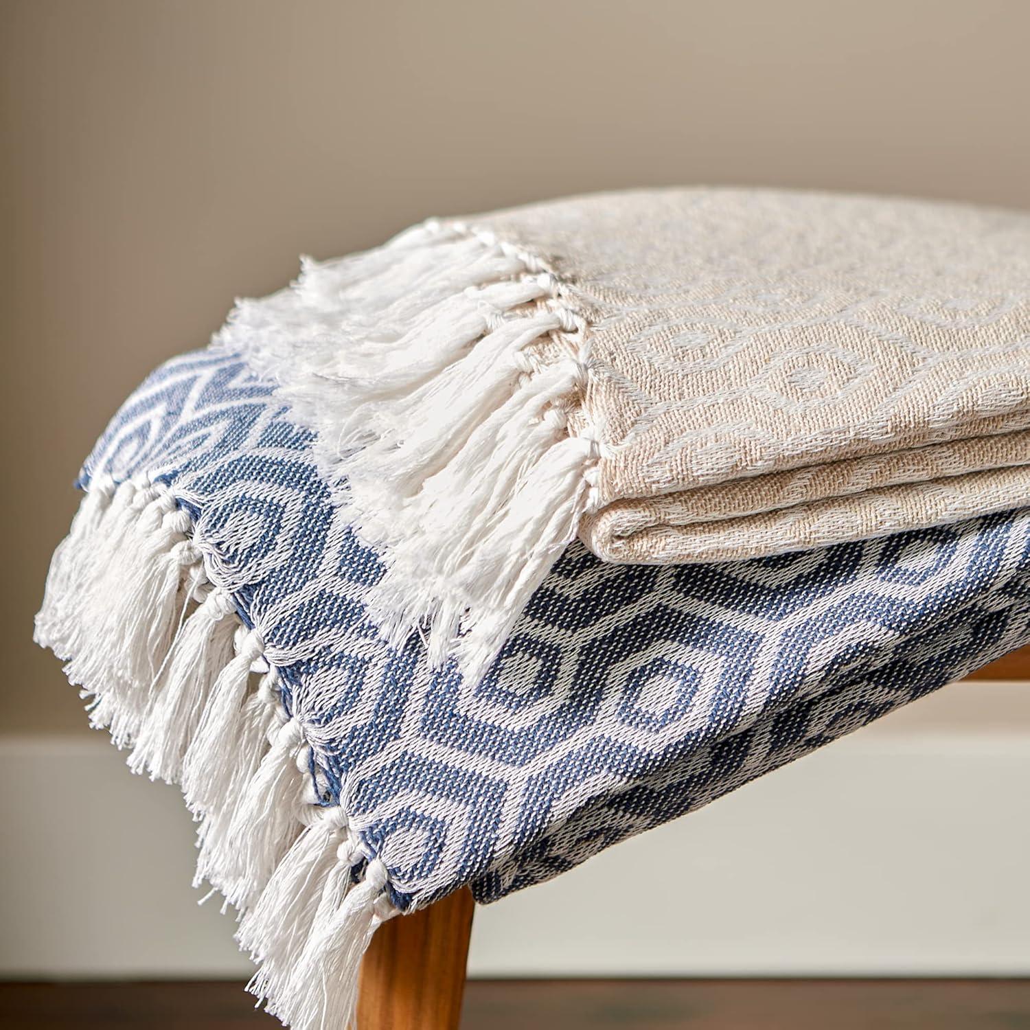 French Blue Hexagon Throw
