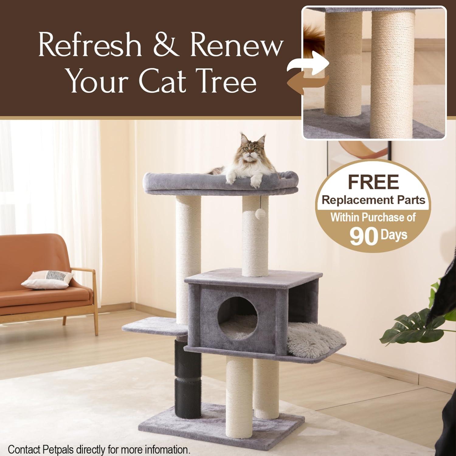 57" Cat Tree with Condo and Rubber Groomer