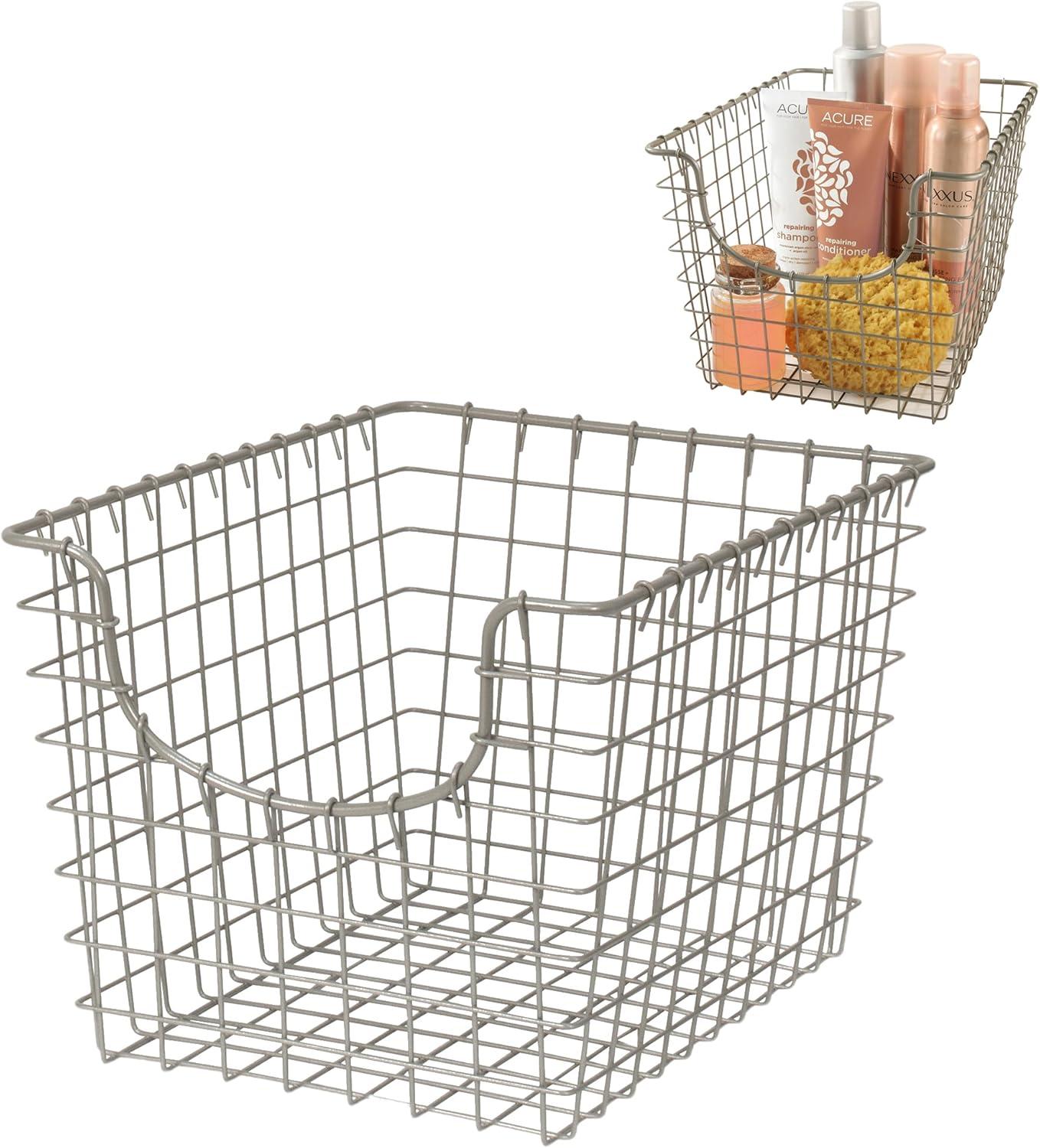 Spectrum Diversified Scoop Small Basket Silver Rose Gold: Metal Utility Storage, Portable Universal Organizer