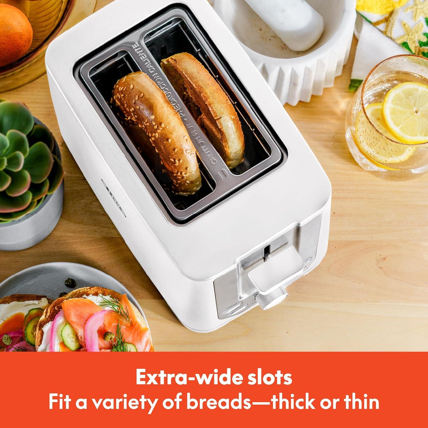 2-Slice Toaster with Auto Shutoff - Extra-Wide Slot and Removable Crumb Tray plus Cancel, Defrost and Reheat Functions - Toast, Bagels and Waffles