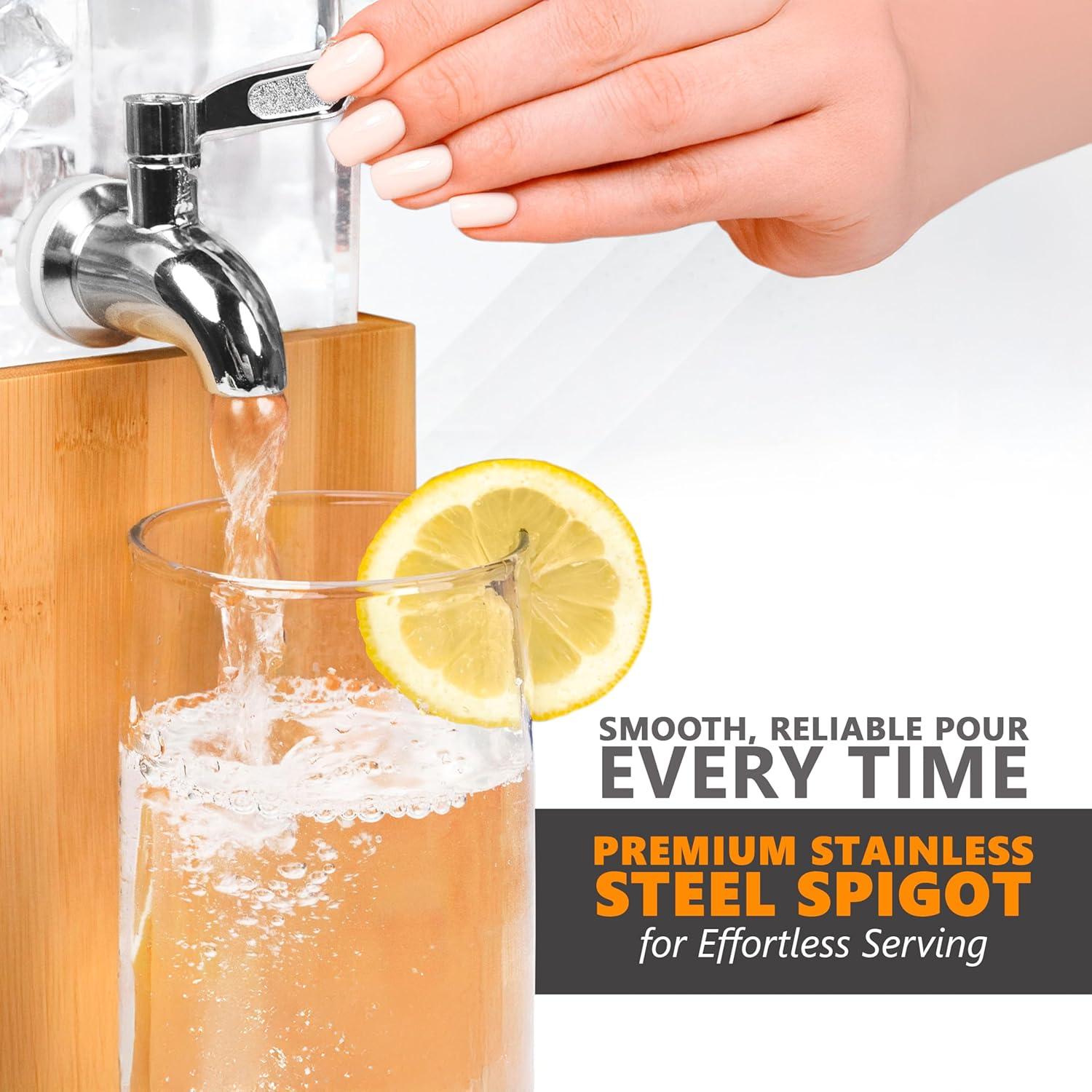 Ksestor Acrylic Beverage Dispenser with Ice Core , Stainless Steel Spigot and  with Leak Proof Feature -1.25 Gallon