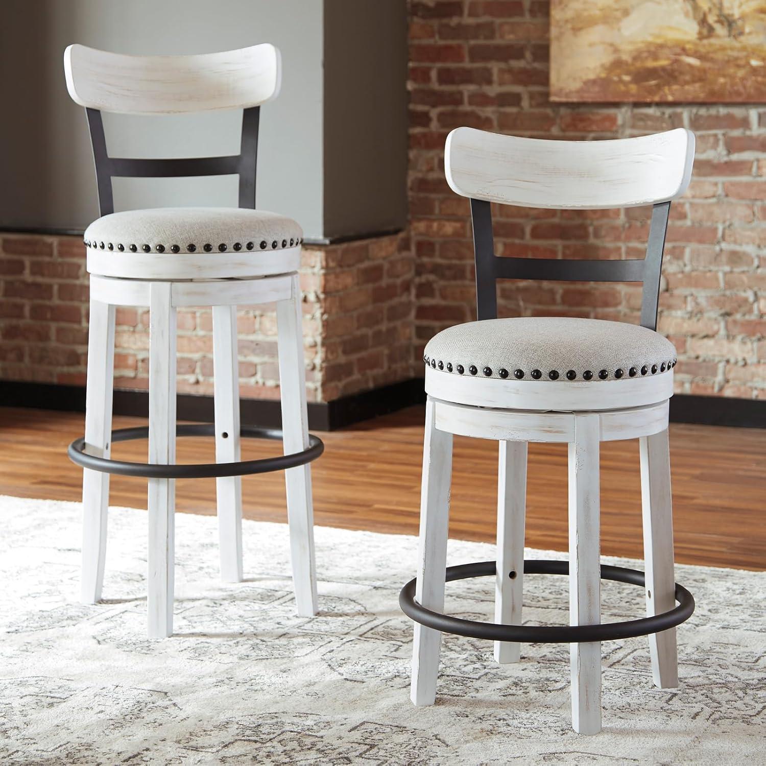 Gracie Oaks Design by Ashley Valebeck Modern Swivel Counter Height Barstool, Whitewash
