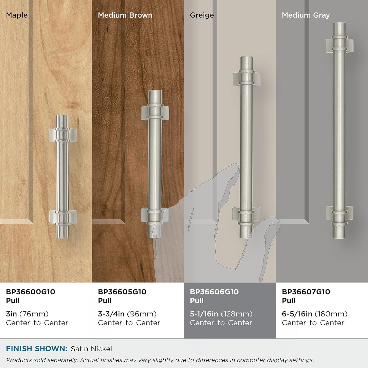 Amerock Davenport 5-1/16 inch (128mm) Center-to-Center Satin Nickel Cabinet Pull