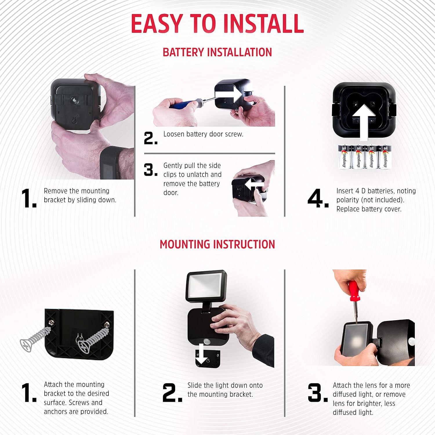 Energizer Battery Operated Motion Sensing LED Security Light, Single Head, 300 lumens, 40777