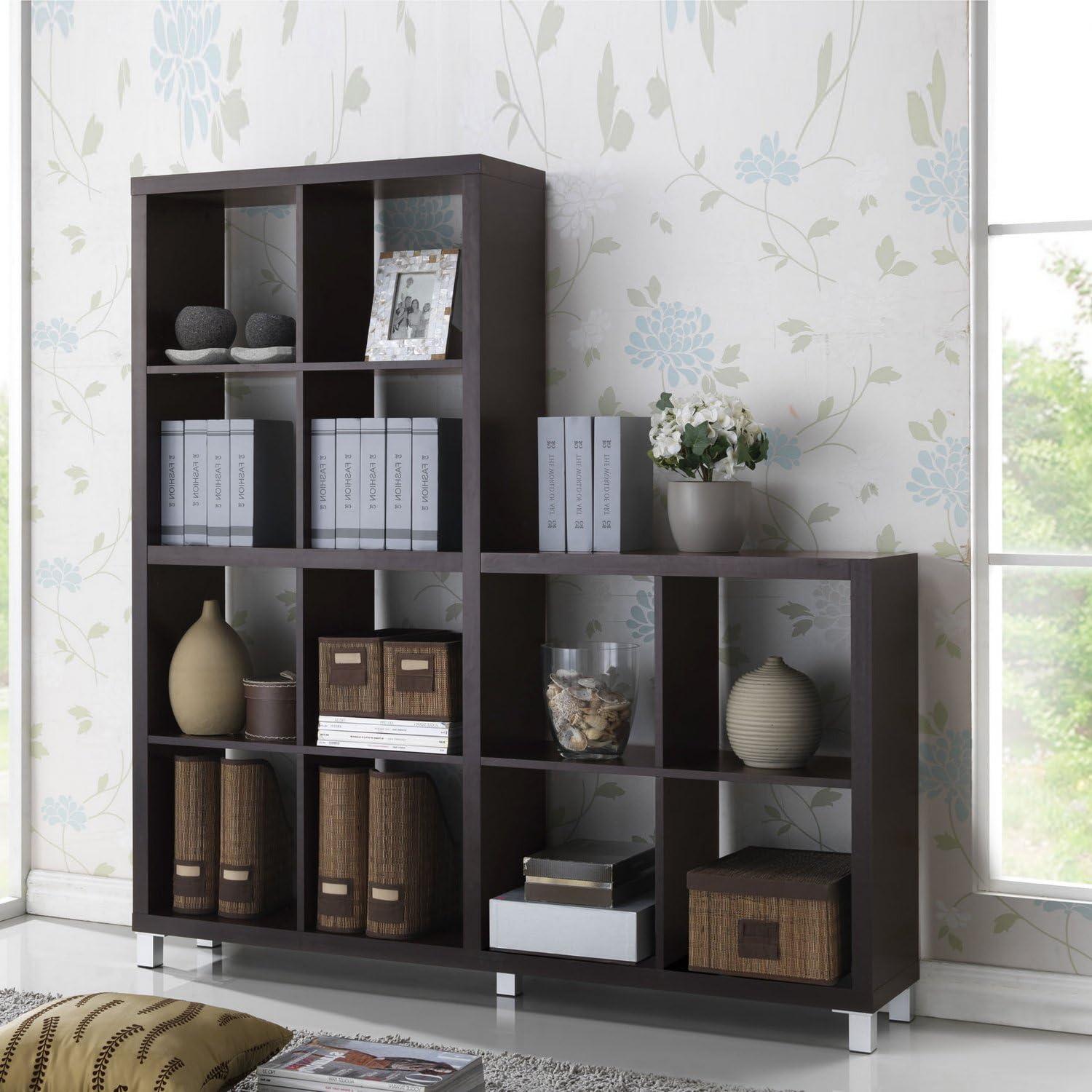 Sunna 12-Cube Dark Brown Modern Display Shelving Unit