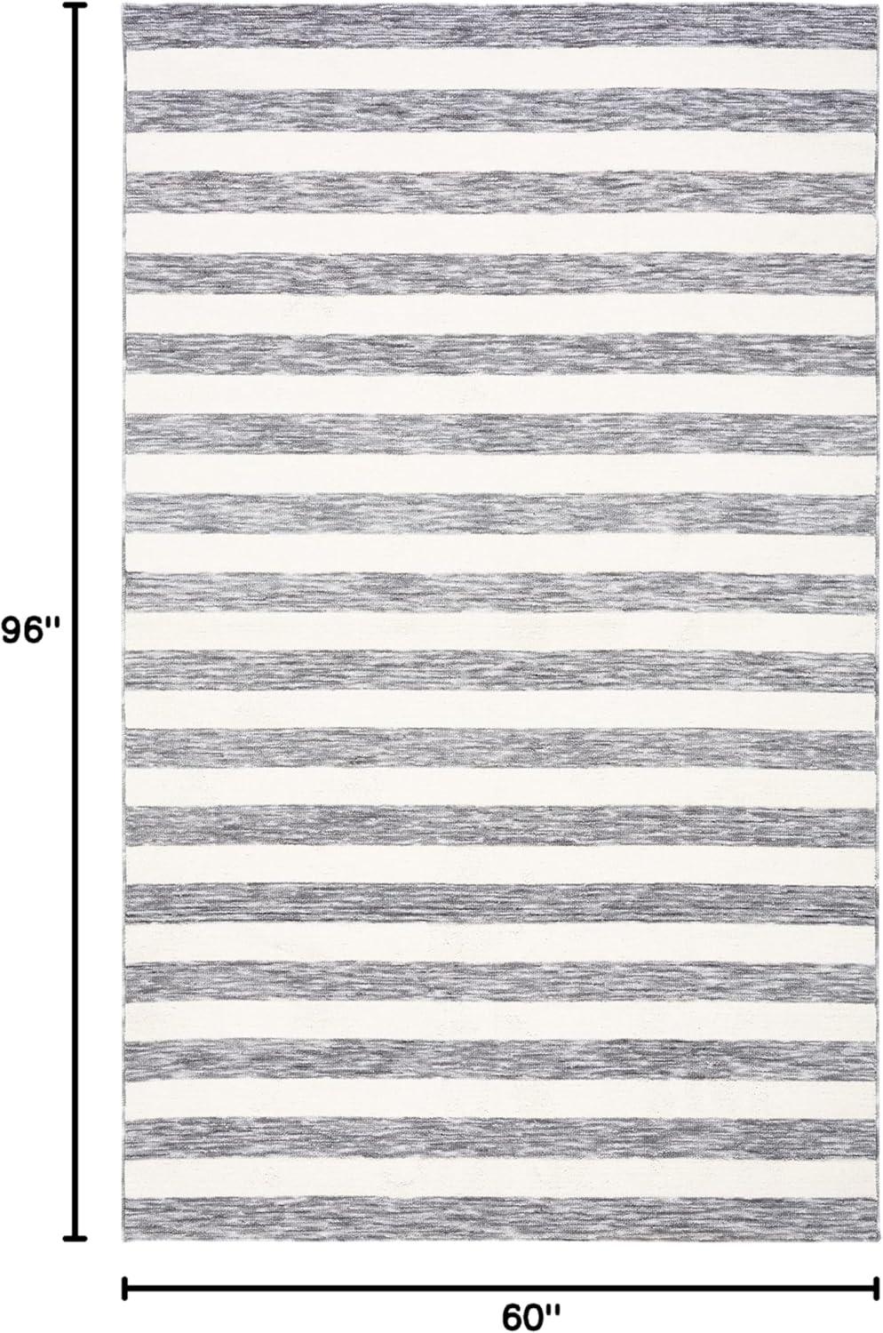 SAFAVIEH Easy Care Fergal Stripe Area Rug, 5' x 8', Dark Grey/Ivory