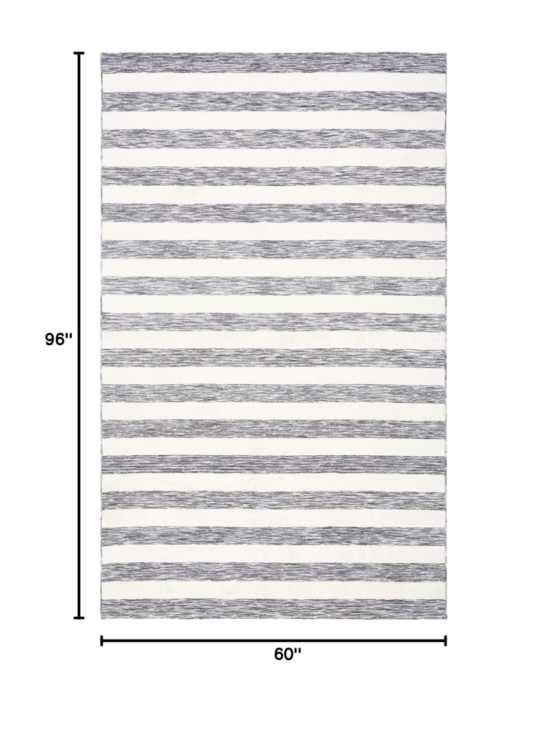SAFAVIEH Easy Care Fergal Stripe Area Rug, 5' x 8', Dark Grey/Ivory