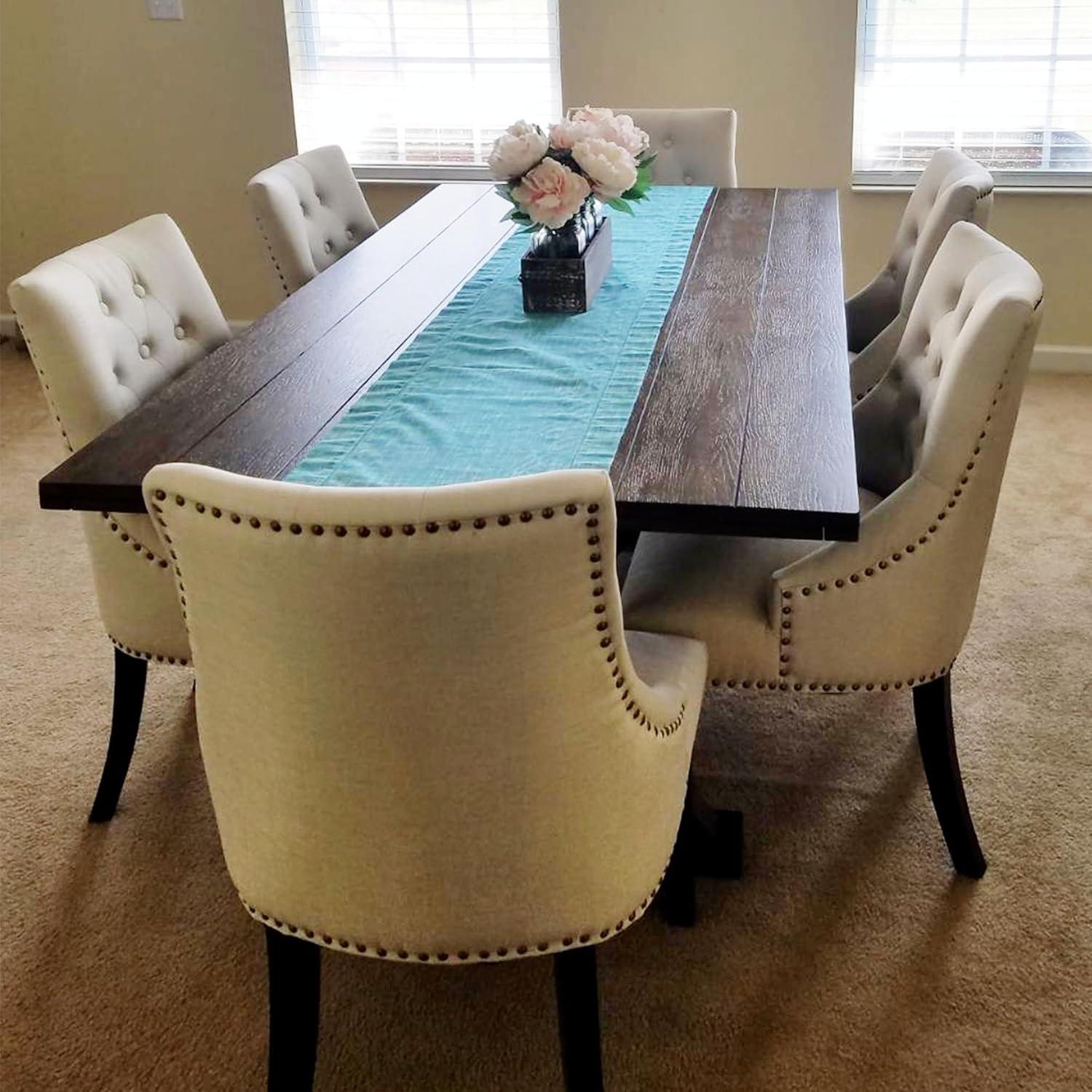 Xayoca Dining Chairs Set of 2,Upholstered Velvet Dining Room Chairs with Button-Tufted Decoration,Modern Kitchen Chairs with Nailhead Solid Wood Legs for Kitchen/Bedroom/Dining Room（Beige）