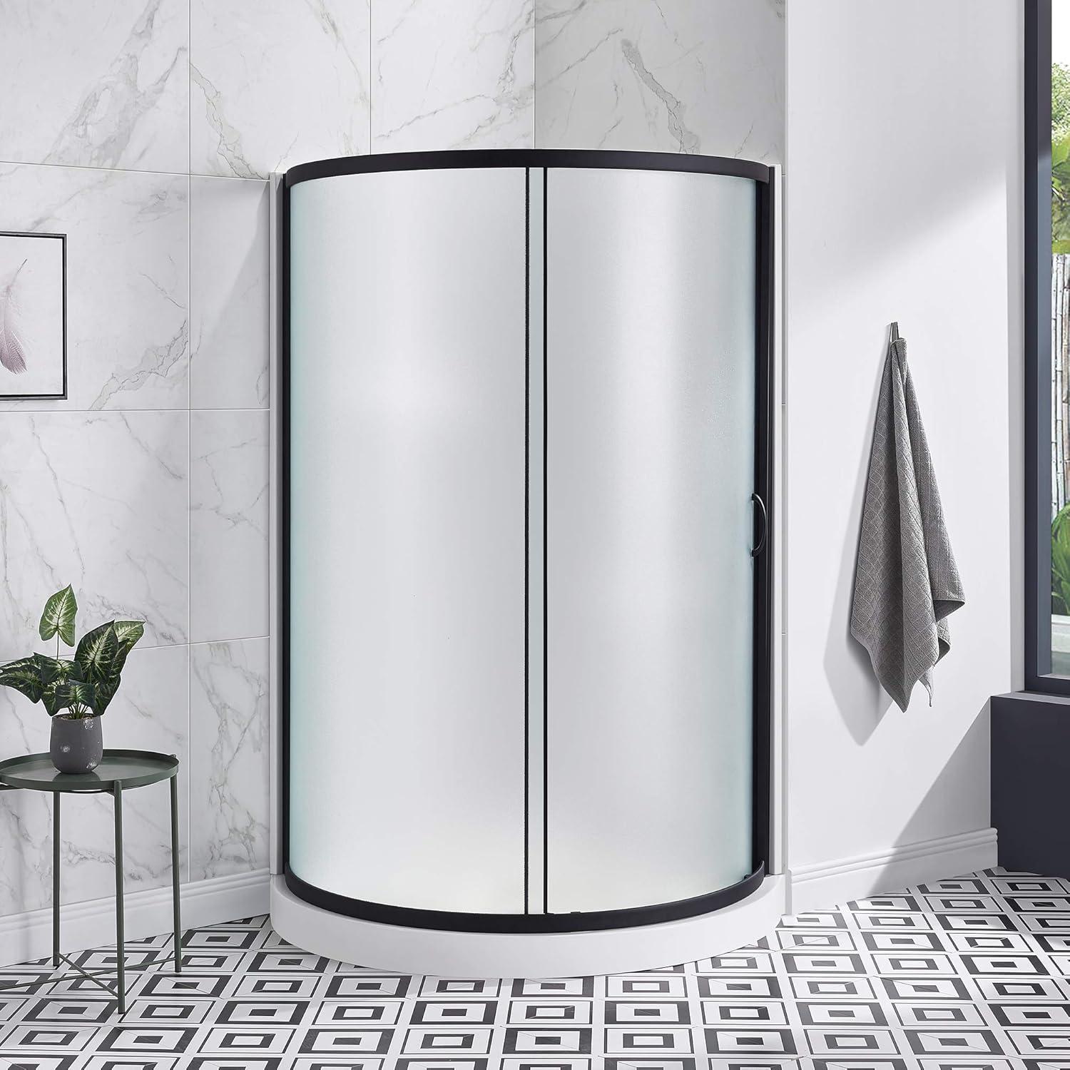 OVE Decors Breeze 33 in. Round Shower Kit w/ Frosted, Base, Wall