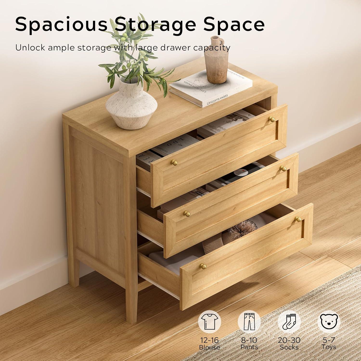 Bay Isle Home™ 3 Drawer Dresser,Wide Chest Of Drawers (Set of 2)