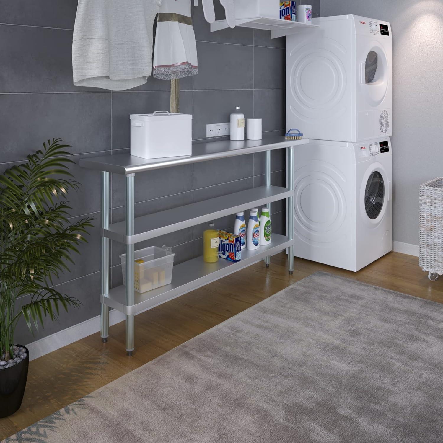 Amgood Stainless Steel Work Table with 2 Shelves