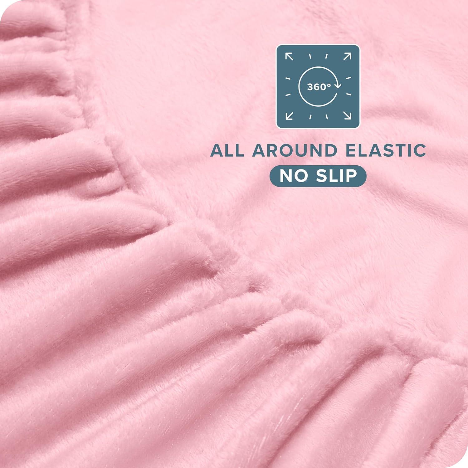 Velvety Soft Microplush Fleece Light Pink Twin XL Sheet Set by Bare Home