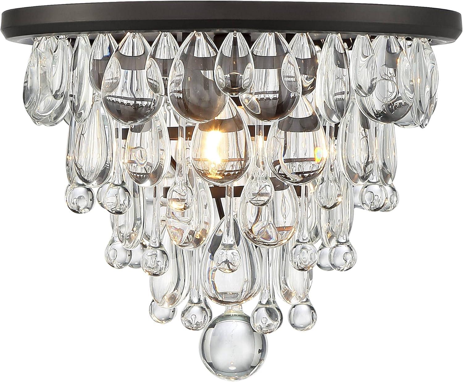 Elegant Modern 17" Bronze Crystal Drop Flush Mount Ceiling Light