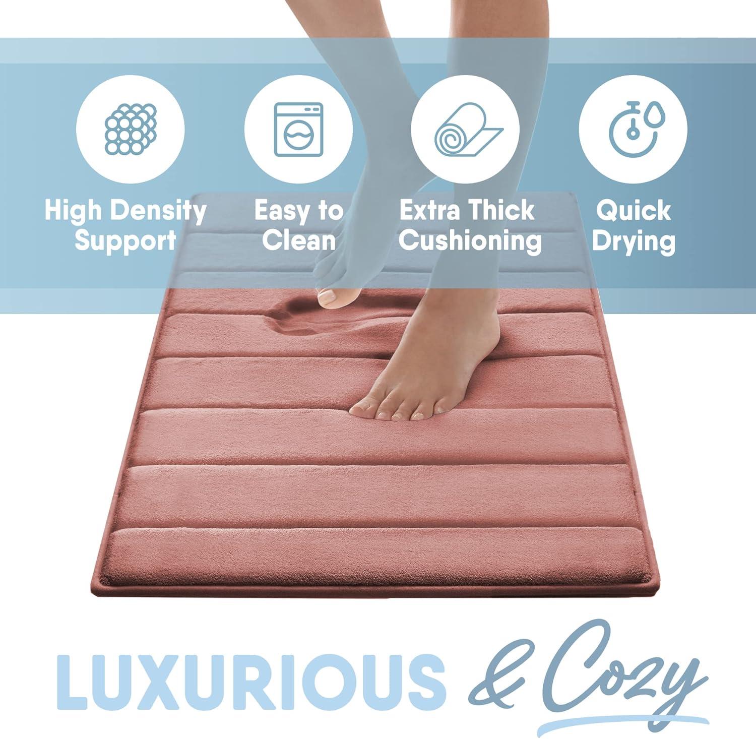 Microdry 17"x24" MICRODRY Ultra Absorbent CoreTex Quilted Memory Foam Bath Rug/Runner : Microfiber, Machine Washable, Non-Slip Backing