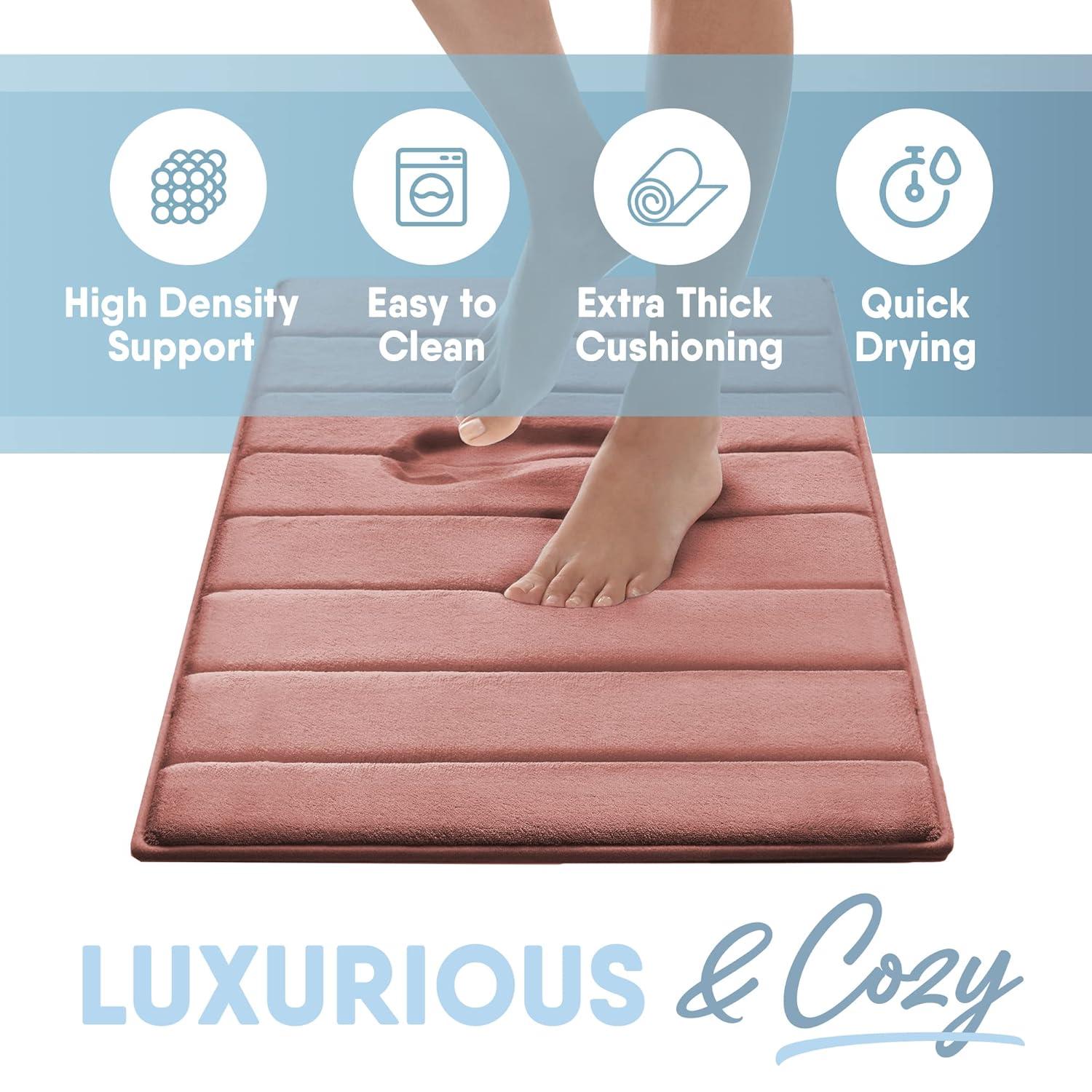 Microdry 17"x24" MICRODRY Ultra Absorbent CoreTex Quilted Memory Foam Bath Rug/Runner : Microfiber, Machine Washable, Non-Slip Backing