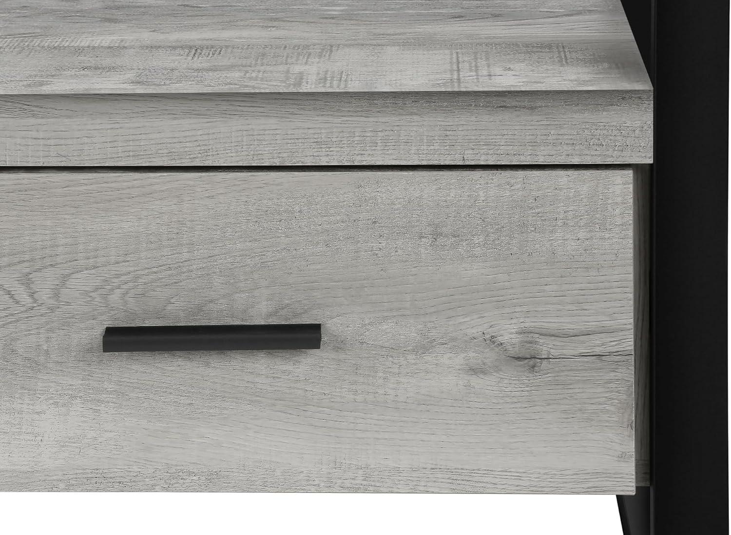 Monarch Specialties Tv Stand 60 Inch Console Media Entertainment Center Storage Drawers Metal Laminate Grey Black Contemporary Modern