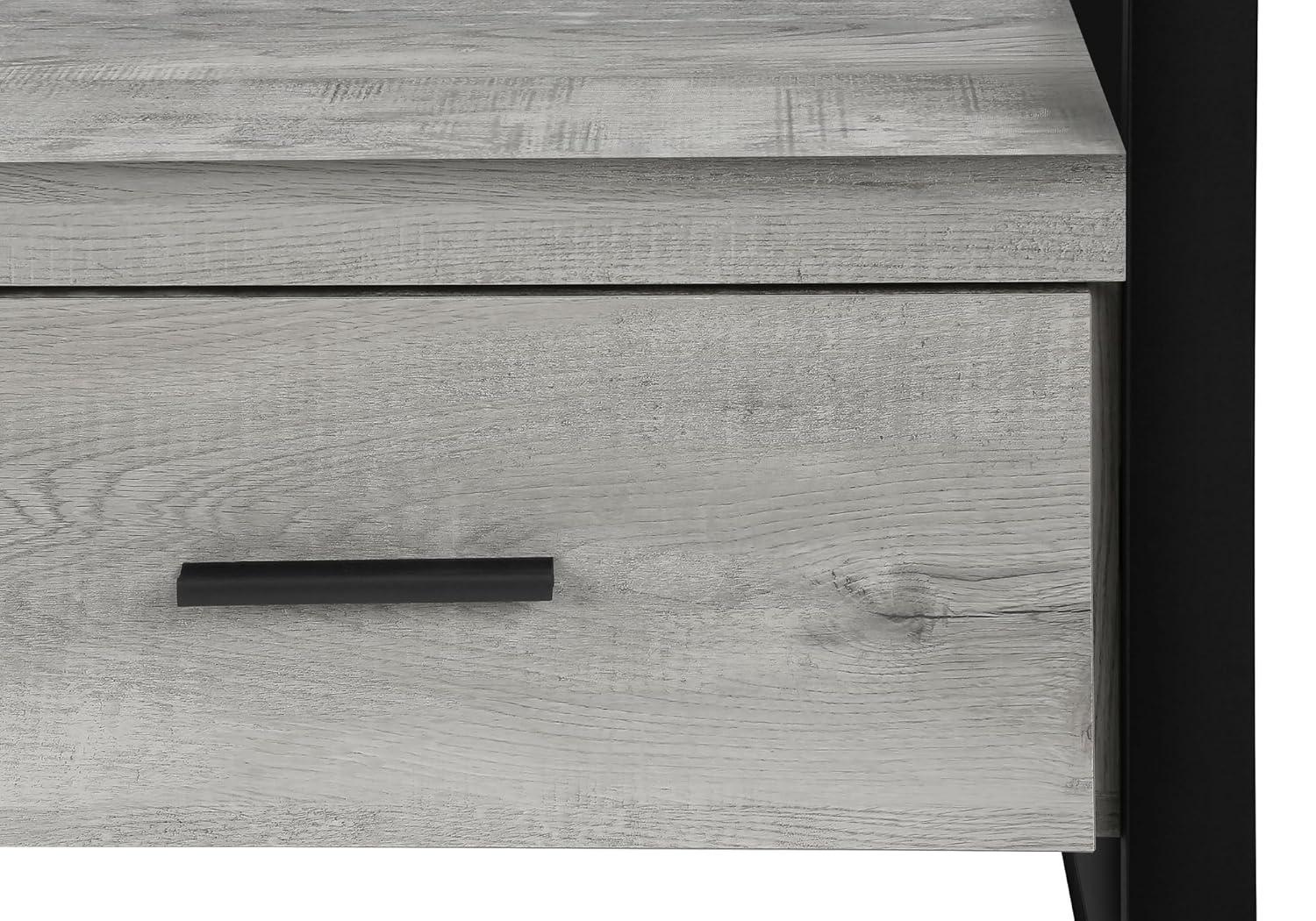 Monarch Specialties Tv Stand 60 Inch Console Media Entertainment Center Storage Drawers Metal Laminate Grey Black Contemporary Modern