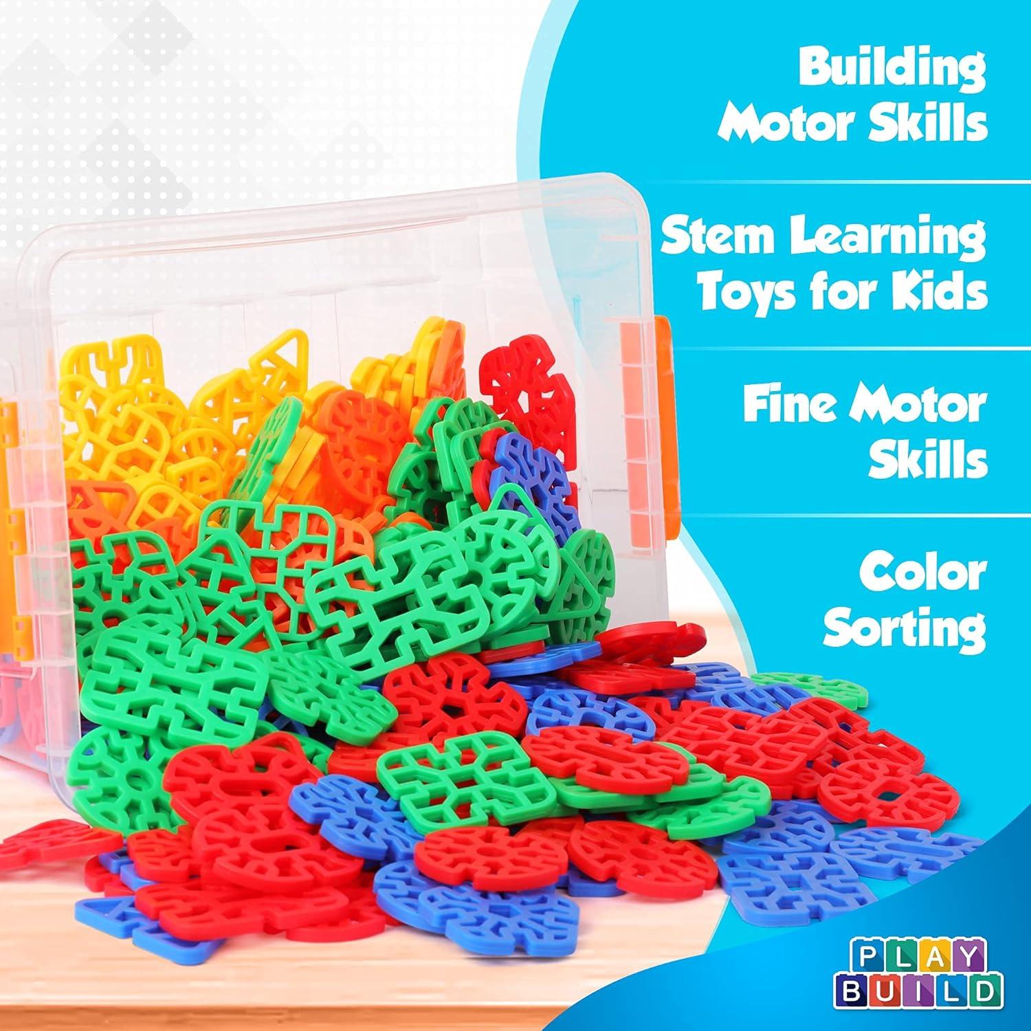 Play Build Interlinks Connector Building Toys, Interlocking Stem Toys for Boys and Girls, Baby and Toddler Toys, Creative Construction Stem Building Toys, Ages 3+