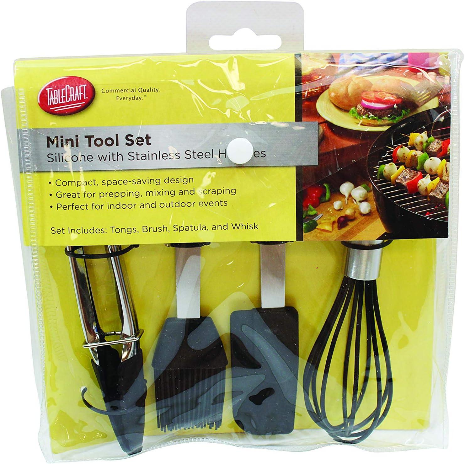 Tablecraft Mini Tools Set, Silicone with Stainless Steel Handles (HMINSET)