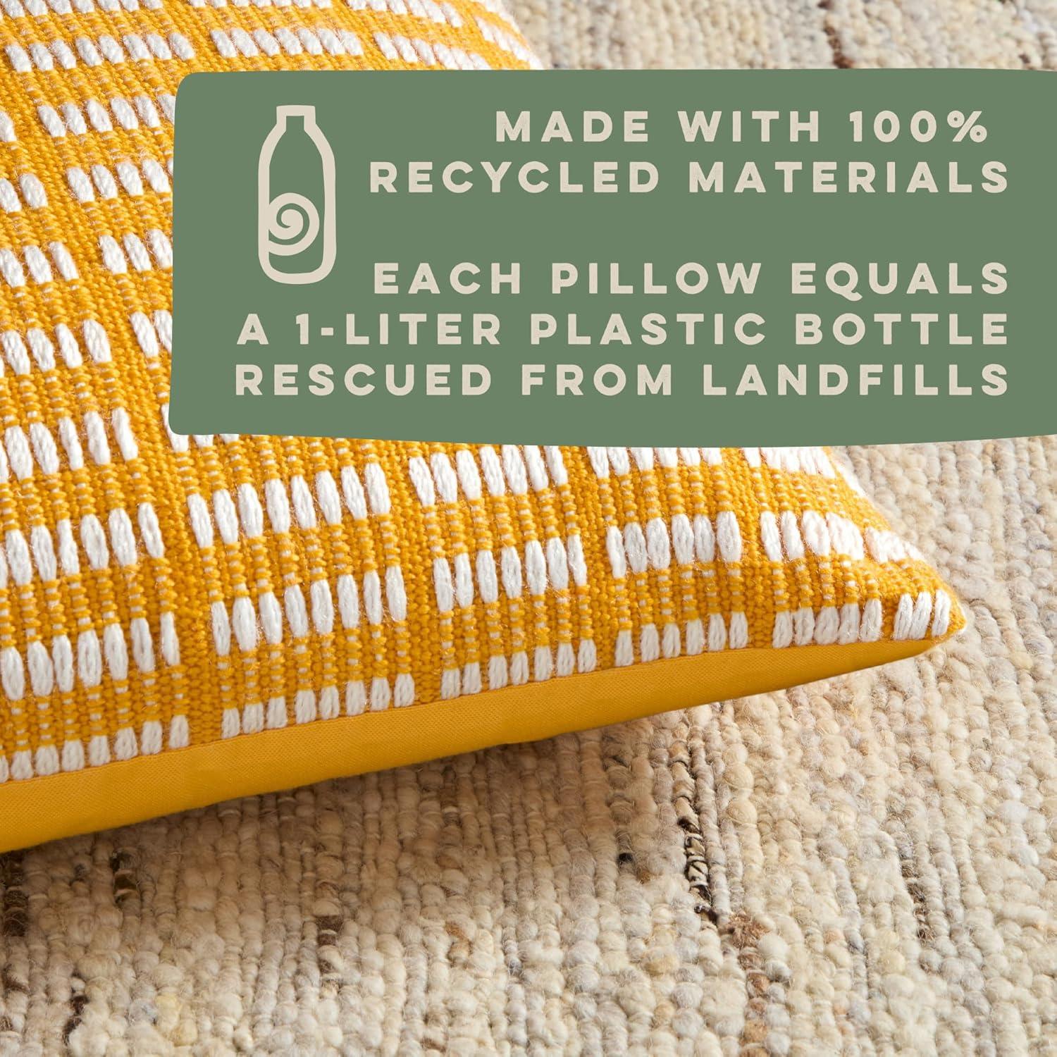 Yellow and Ivory 20" Square Recycled Material Outdoor Pillow