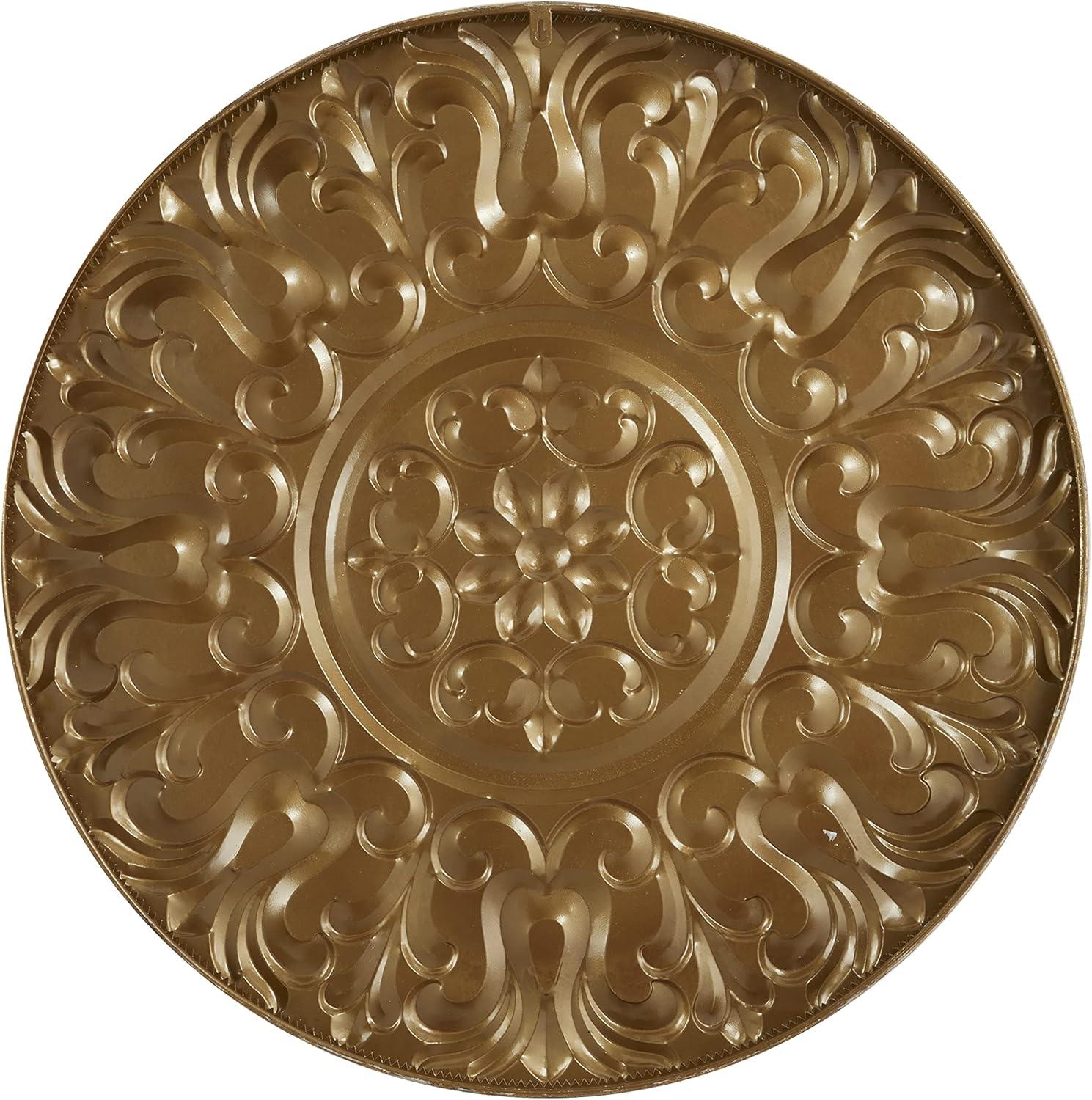 DecMode Gold Metal Plate Wall Decor with Embossed Details