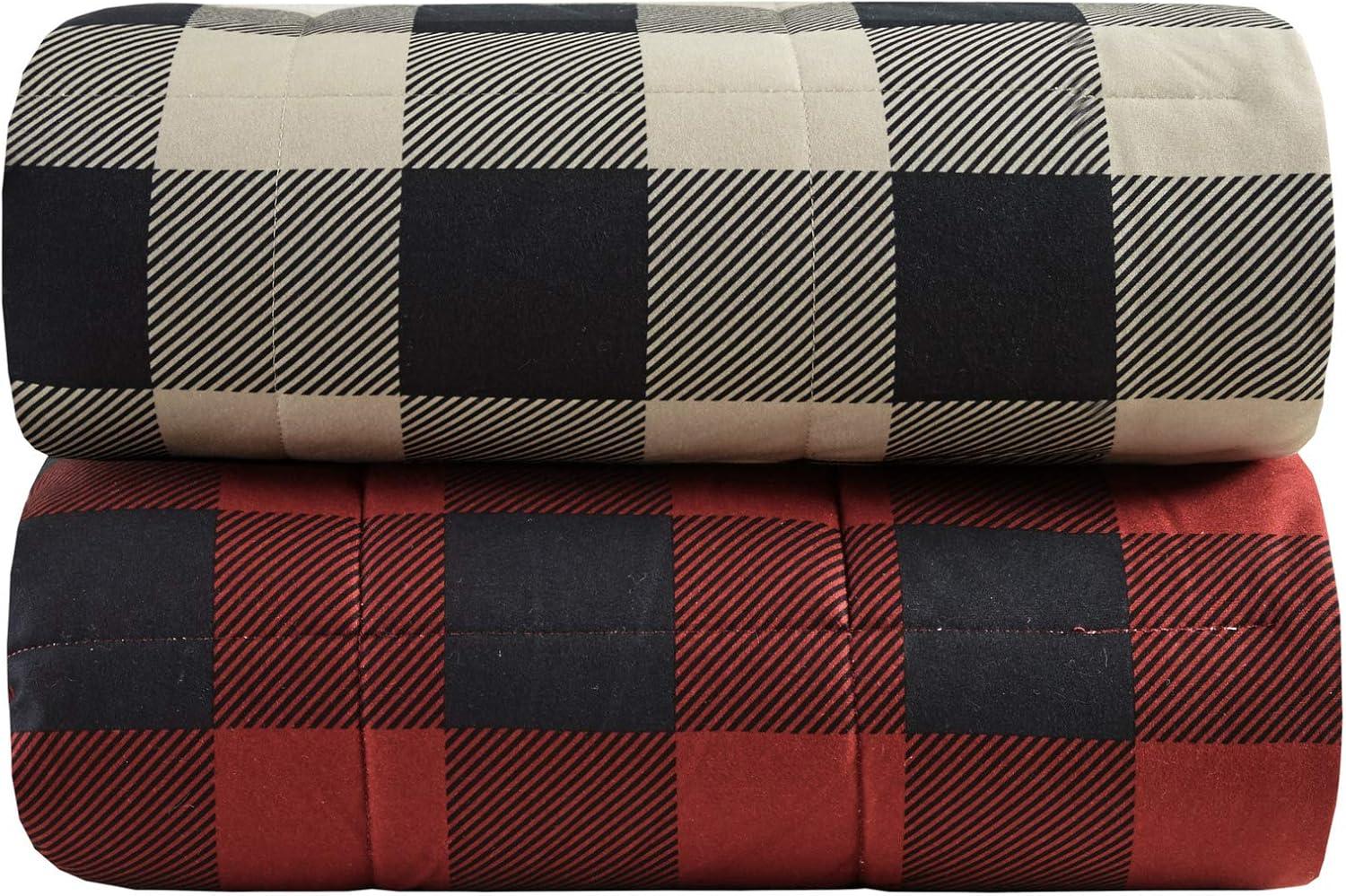 Cozy Cabin Oversized Sherpa Reversible Throw Blanket 50x70 in Red Plaid