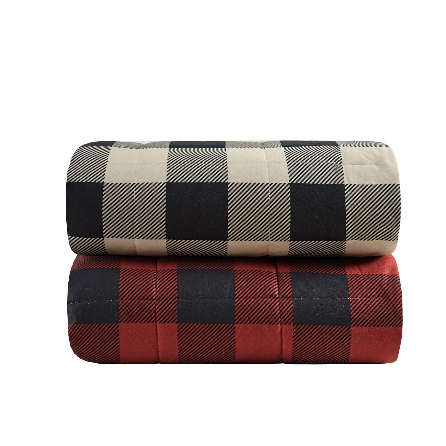 Woolrich Oversized Reversible Throw Blankets Premium Diamond Quilting, Cabin Lifestyle, Soft, Cozy Spun with Sherpa Reverse Cover for Couch, Bed and Office, 50x70, Linden Red