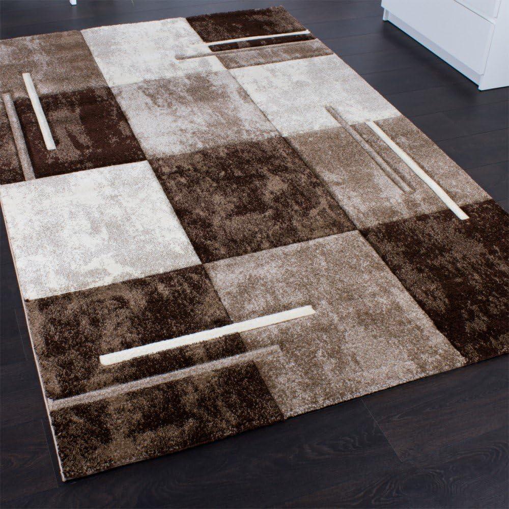 Brown and Beige Geometric Synthetic Rectangular Rug 6'7" x 9'6"