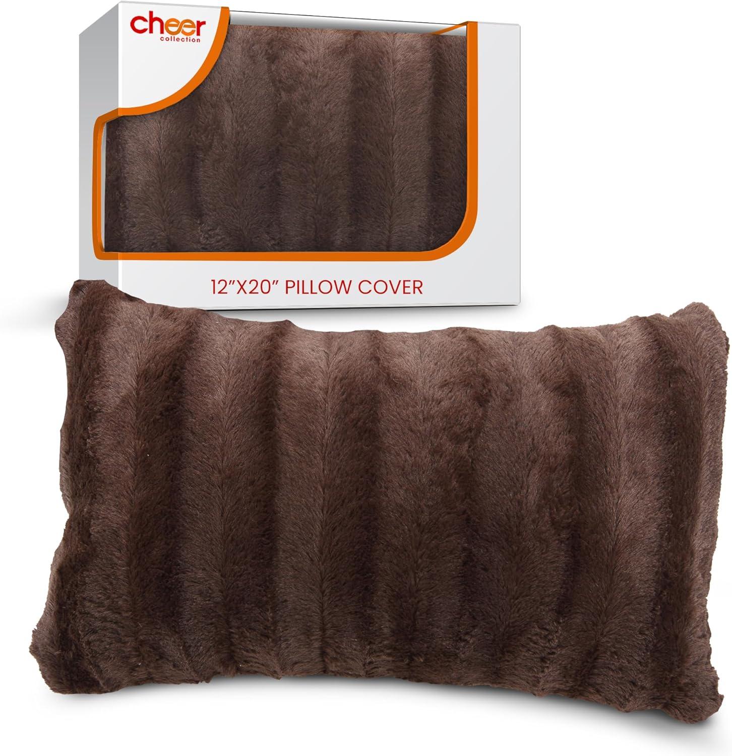 Cheer Collection Decorative Faux Fur Throw Pillow Cover (Pillowcase Only)