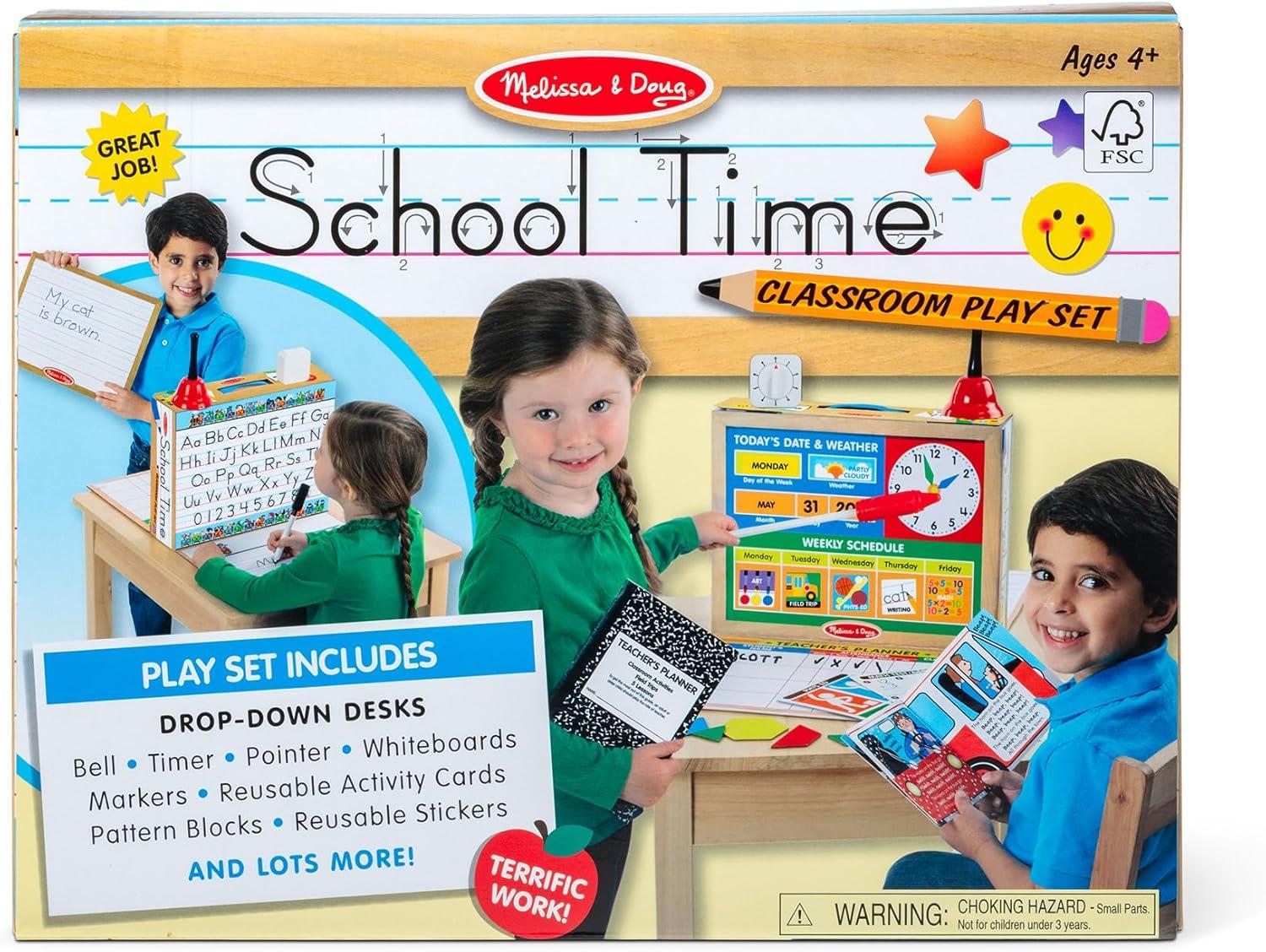 Melissa & Doug School Time! Classroom Play Set Game - Be Teacher or Student - FSC Certified