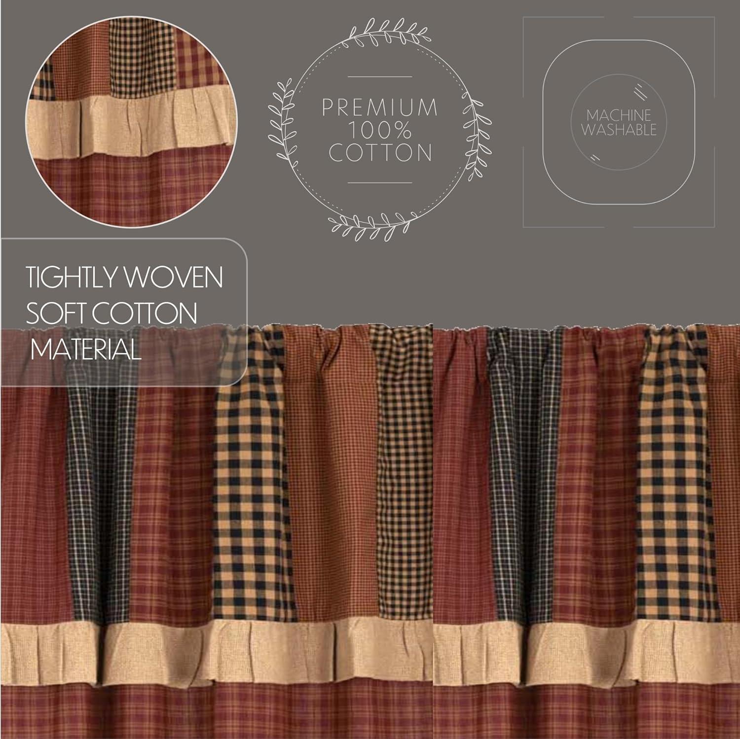 VHC Brands Maisie Primitive Living Room Panel Curtain Set, Attached Valance, 84x40