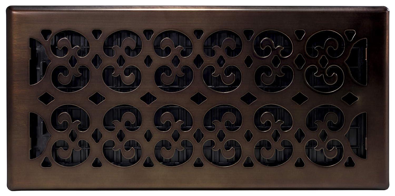 6 in. x 14 in. Scroll Rub Bronze Floor Register