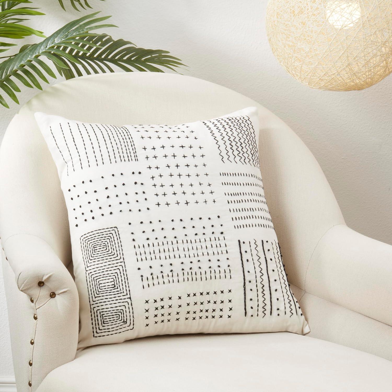 Saro Lifestyle Embroidered Poly Filled Throw Pillow