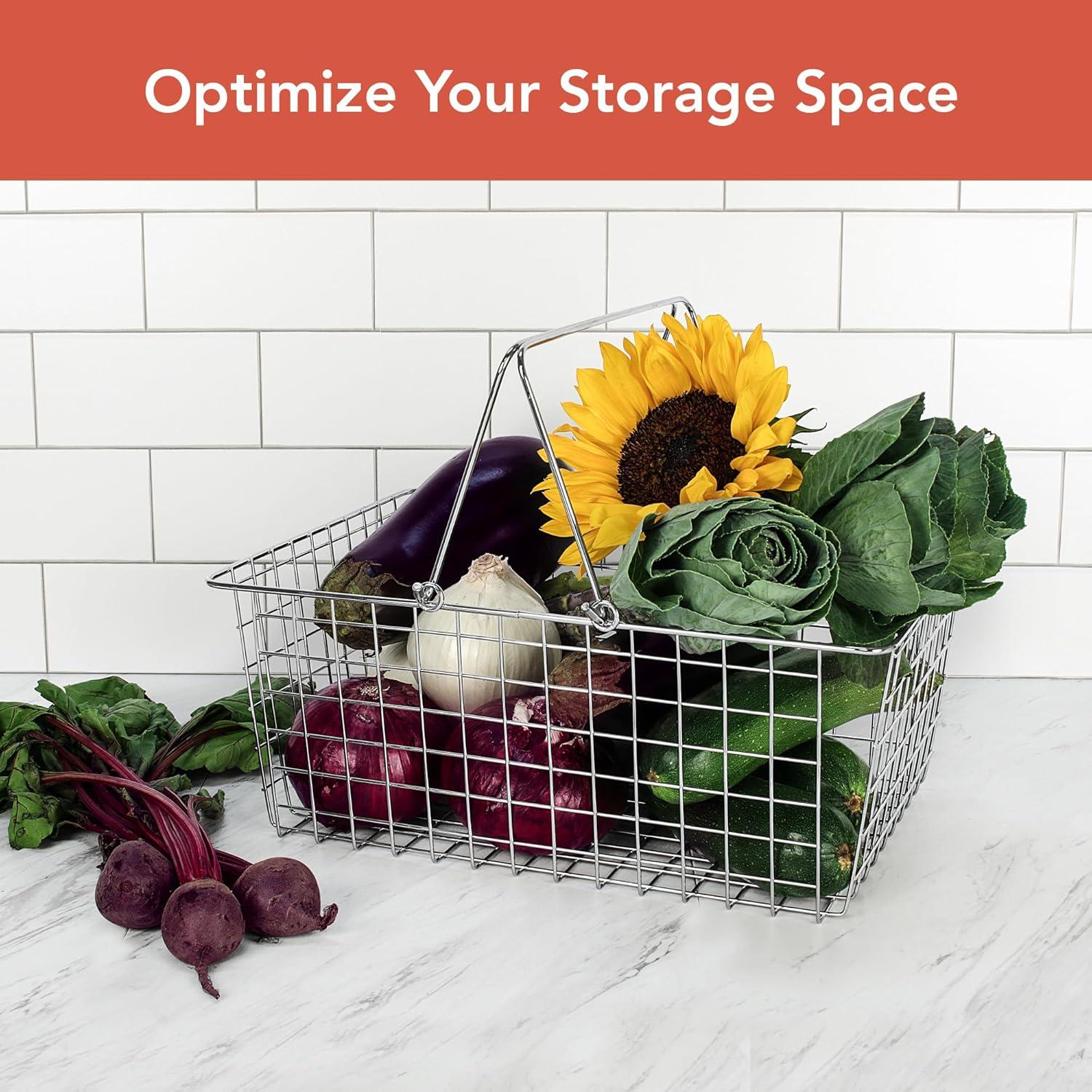 Spectrum Diversified Large Wire Basket: Metal Storage Utility, Multicolored, 21.5" W x 11.75" H, No Assembly Required