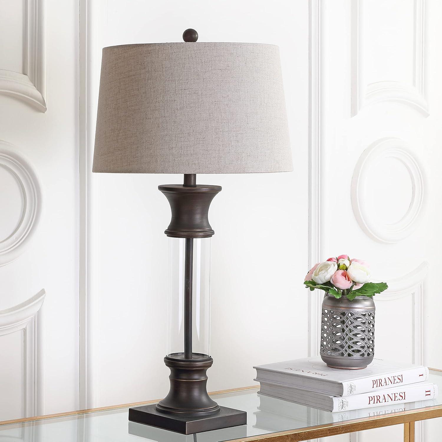 JONATHAN Y Hunter 32" Metal/Glass LED Table Lamp, Gold Leaf (Set of 2)